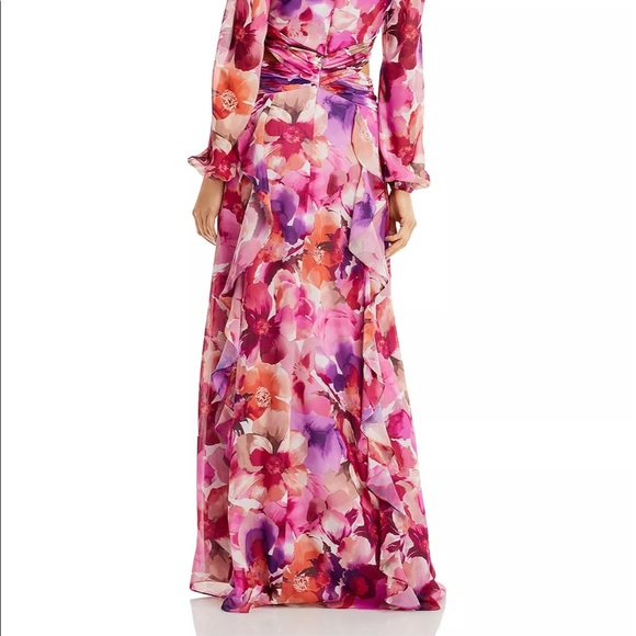 AQUA Printed Long Sleeve Gown - Picture 4 of 5